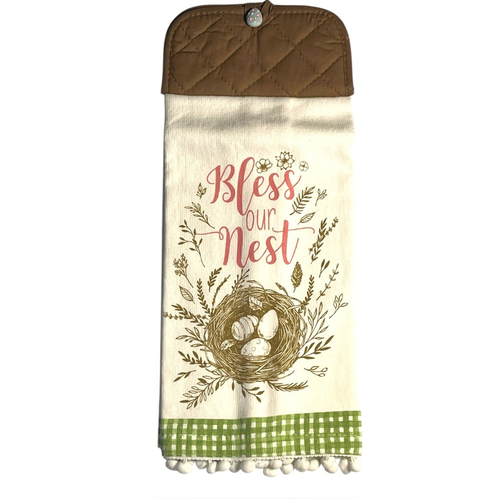 Easter Themed Hanging Towel Home Decor Handmade Spring Farmhouse Cottage Green